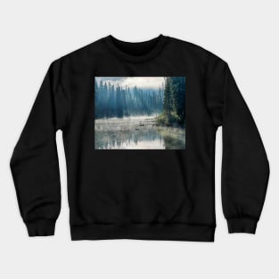 Emerald Lake Misty Sunrays Banff BC British Columbia Canada Reflection Crewneck Sweatshirt